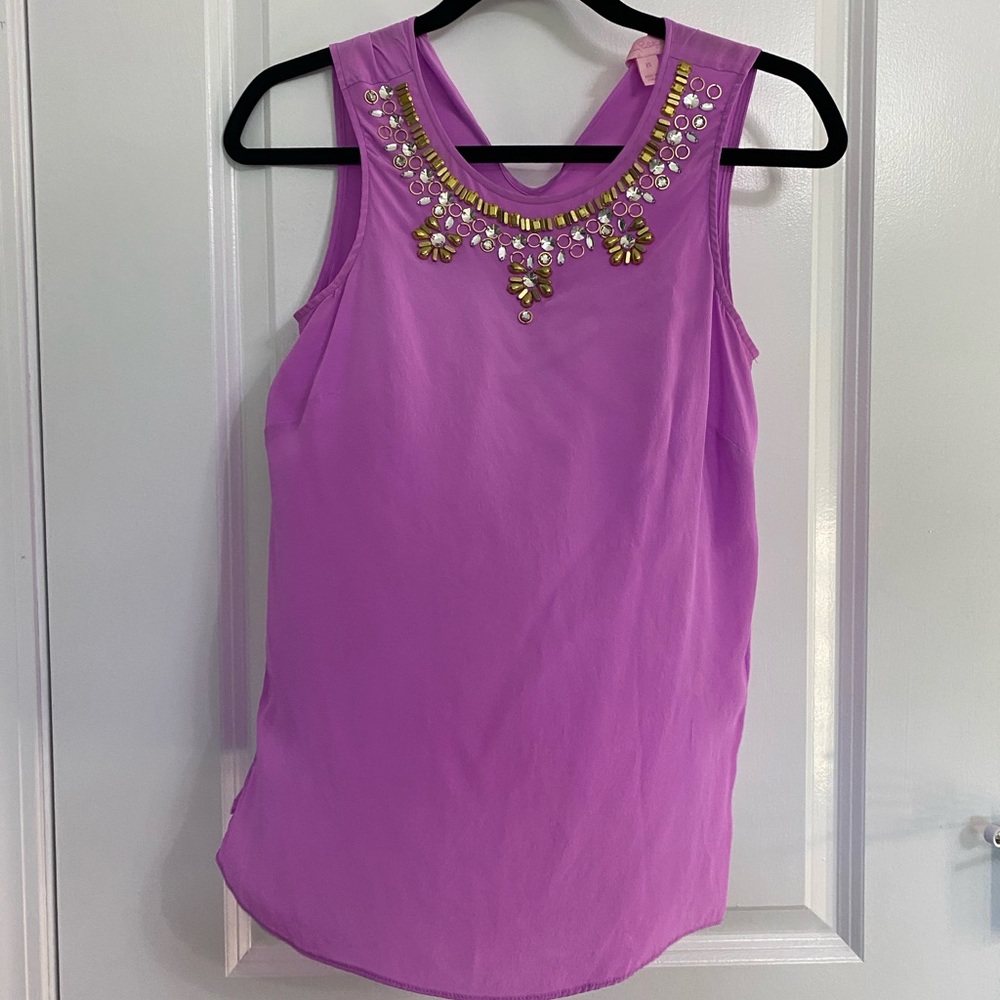 Lilly Pulitzer silk Sleeveless jeweled tank top